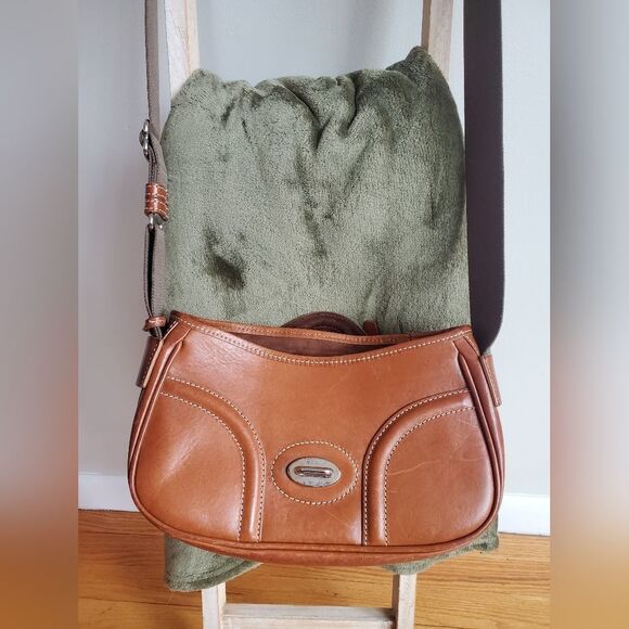 Dooney & Bourke red/brown vintage leather Florentine Toscana medium saddle bag - Picture 4 of 14